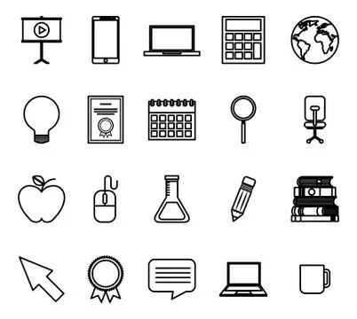 Bundle of education set icons 库存插图
