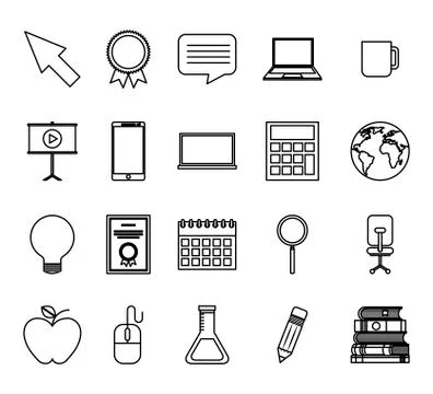 Bundle of education set icons Stock Illustration