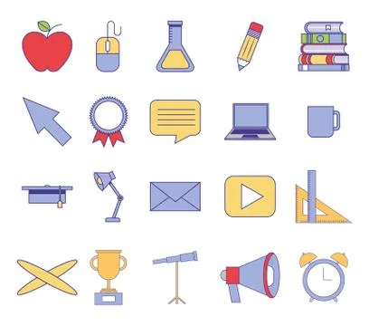 Bundle of education set icons イラスト素材