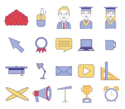 Bundle of education set icons イラスト素材