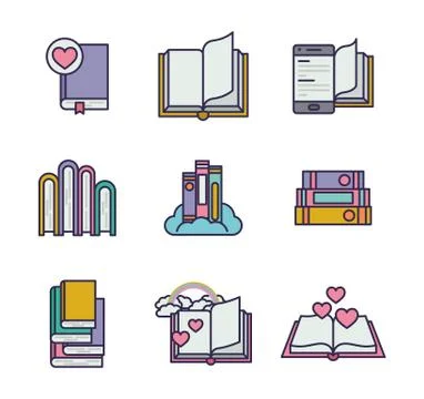 Bundle of education text books イラスト素材