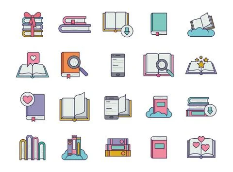 Bundle of education text books イラスト素材