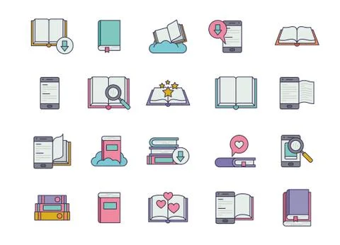 Bundle of education text books イラスト素材