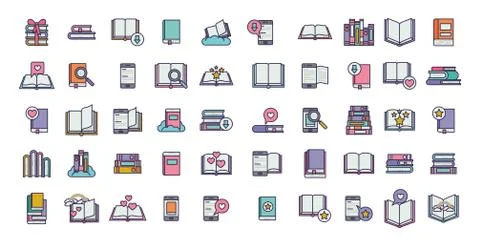 Bundle of education text books Stock Illustration