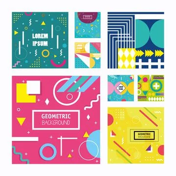 Bundle of eight geometric minimal backgrounds Illustrazione stock