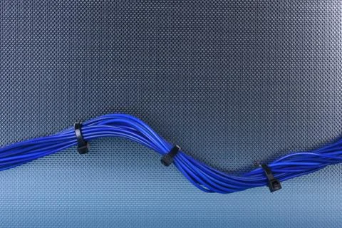 Bundle electric cable with cable ties Stock Photos