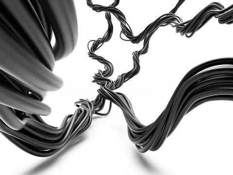 Bundle of electric cables in perspective Illustrazione stock