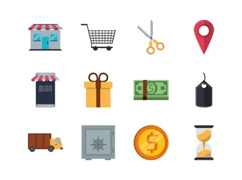Bundle of electronic commerce icons Stock Illustration