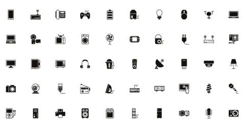 Bundle of electronics devices icons Stockillustratie
