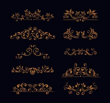 Bundle of elegant ornamental borders frames Stock Illustration
