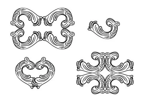 Bundle of engraving vintage design elements vector illustration Stock Illustration