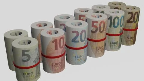 Bundle of euro banknotes with white background Stock Illustration