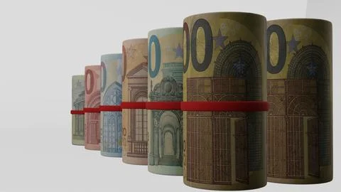 Bundle of euro banknotes with white background イラスト素材