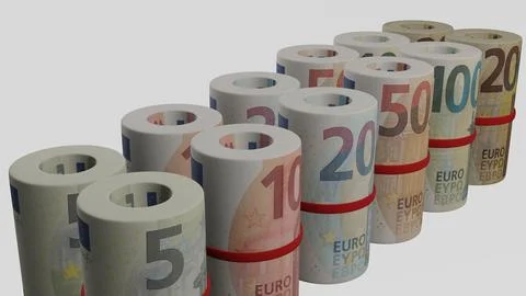 Bundle of euro banknotes with white background Illustrazione stock