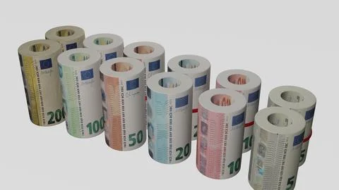 Bundle of euro banknotes with white background Illustrazione stock
