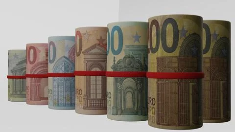 Bundle of euro banknotes with white background Stock Illustration