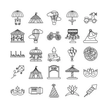 Bundle of fair entertainment set icons Stockillustratie