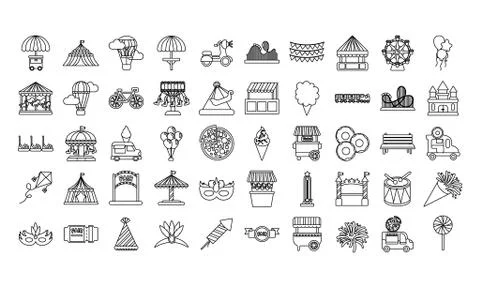 Bundle of fair entertainment set icons イラスト素材