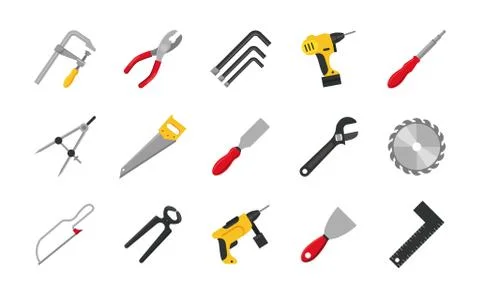 Bundle of fifteen tools set icons Stockillustratie