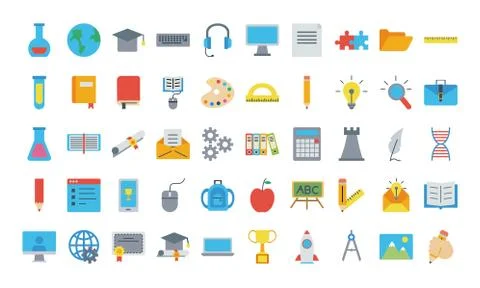 Bundle of fifty back to school supplies イラスト素材