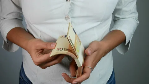 A bundle of fifty euro banknotes Stock Footage 234128648