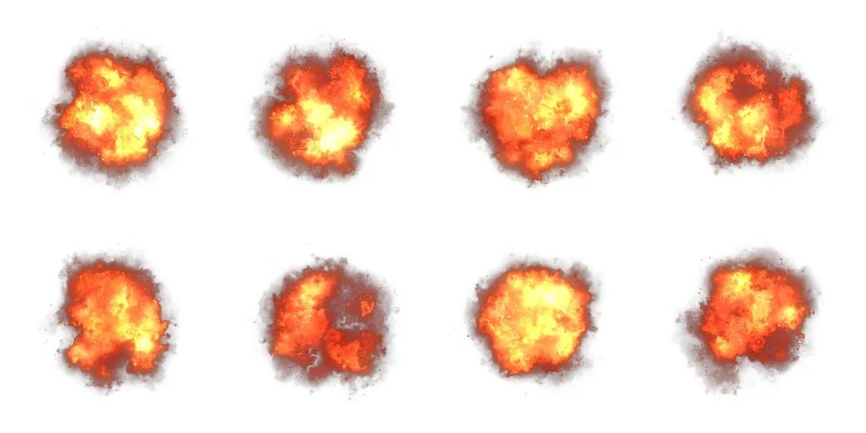 Bundle of fire and flames cutout overlay on transparent background Stock Photos