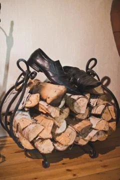 Bundle of firewood. Stock Photos
