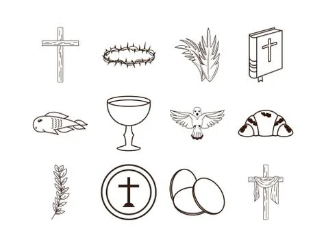 Bundle of first communion set icons Stock Illustration
