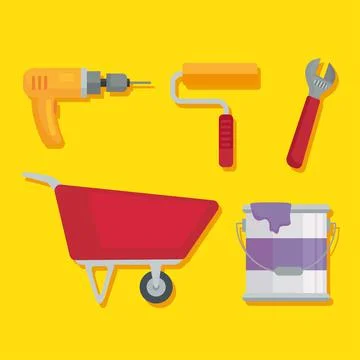 Bundle of five construction tools set icons Stockillustratie