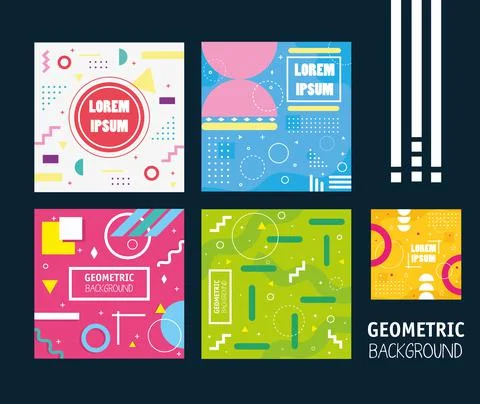 Bundle of five geometric minimal backgrounds Illustrazione stock