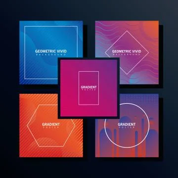 Bundle of five geometric vivid backgrounds 스톡 일러스트