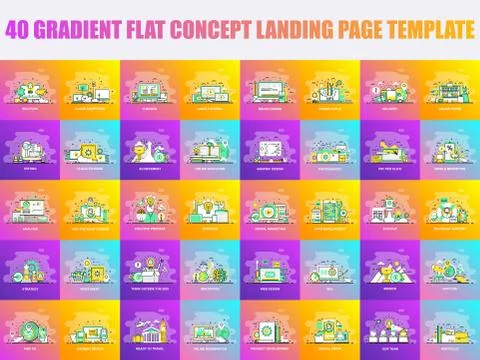 Bundle of flat line design concept Stock Illustration