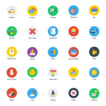 Bundle Of Flat Rounded Flat Icons Stock Illustration
