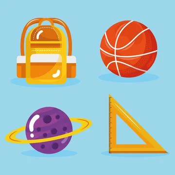 Bundle of four back to school icons Stock Illustration