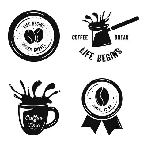 Bundle of four coffee drink set icons Stock Illustration