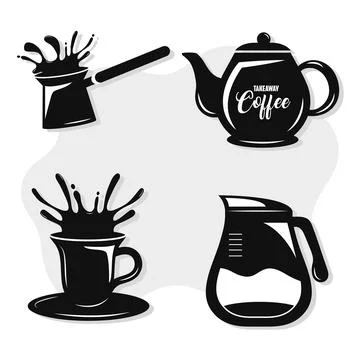 Bundle of four coffee set icons Stock Illustration