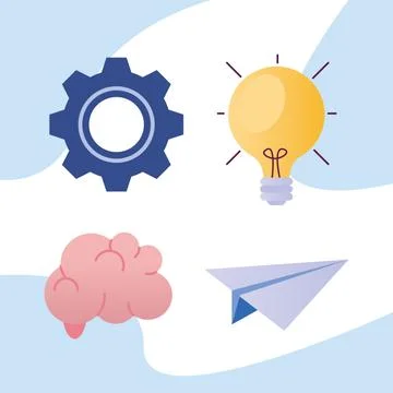 Bundle of four creative elements set icons Stock Illustration