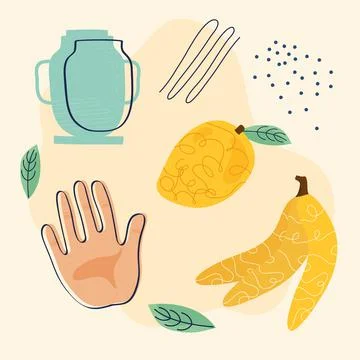 Bundle of four doodle abstract set icons Stock Illustration