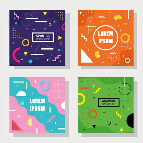 Bundle of four geometric minimal backgrounds Illustrazione stock