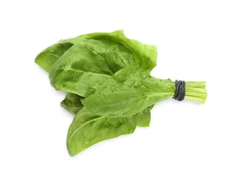 Bundle of fresh spinach isolated on white, top view Stock Photos