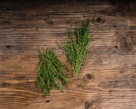 Bundle of fresh thyme on a table Stock-Fotos