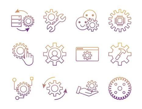 Bundle of gears machine set icons イラスト素材