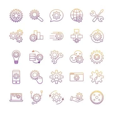 Bundle of gears machine set icons イラスト素材