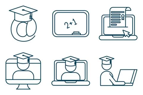 Bundle of graduation and elearning icons Stock Illustration