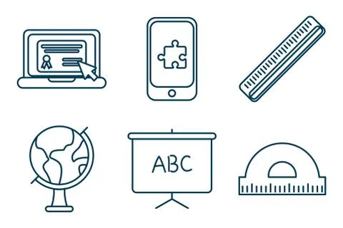Bundle of graduation and elearning icons Stock Illustration