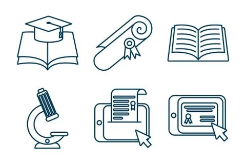 Bundle of graduation and elearning icons Stock Illustration
