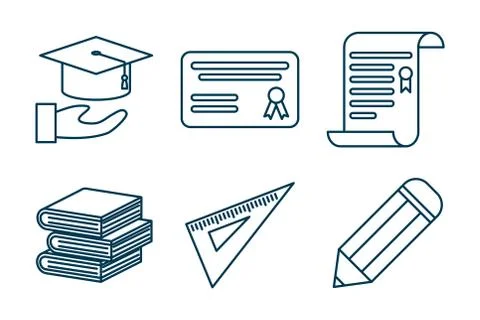 Bundle of graduation and elearning icons Stock Illustration
