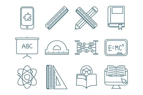 Bundle of graduation and elearning icons Stock Illustration