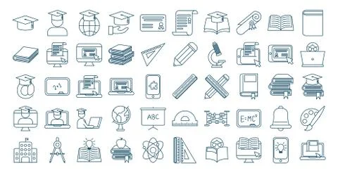 Bundle of graduation and elearning icons Stock Illustration