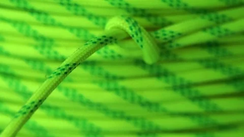 Bundle of green climbing rope Stock Footage 77812066